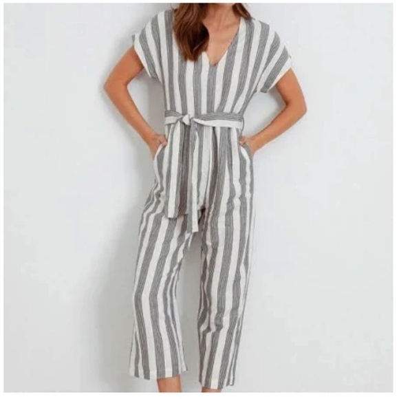 Rails Angela Cypress‎ Stripe Linen Blend Jumpsuit  XS Summer vacation travel - Picture 4 of 13